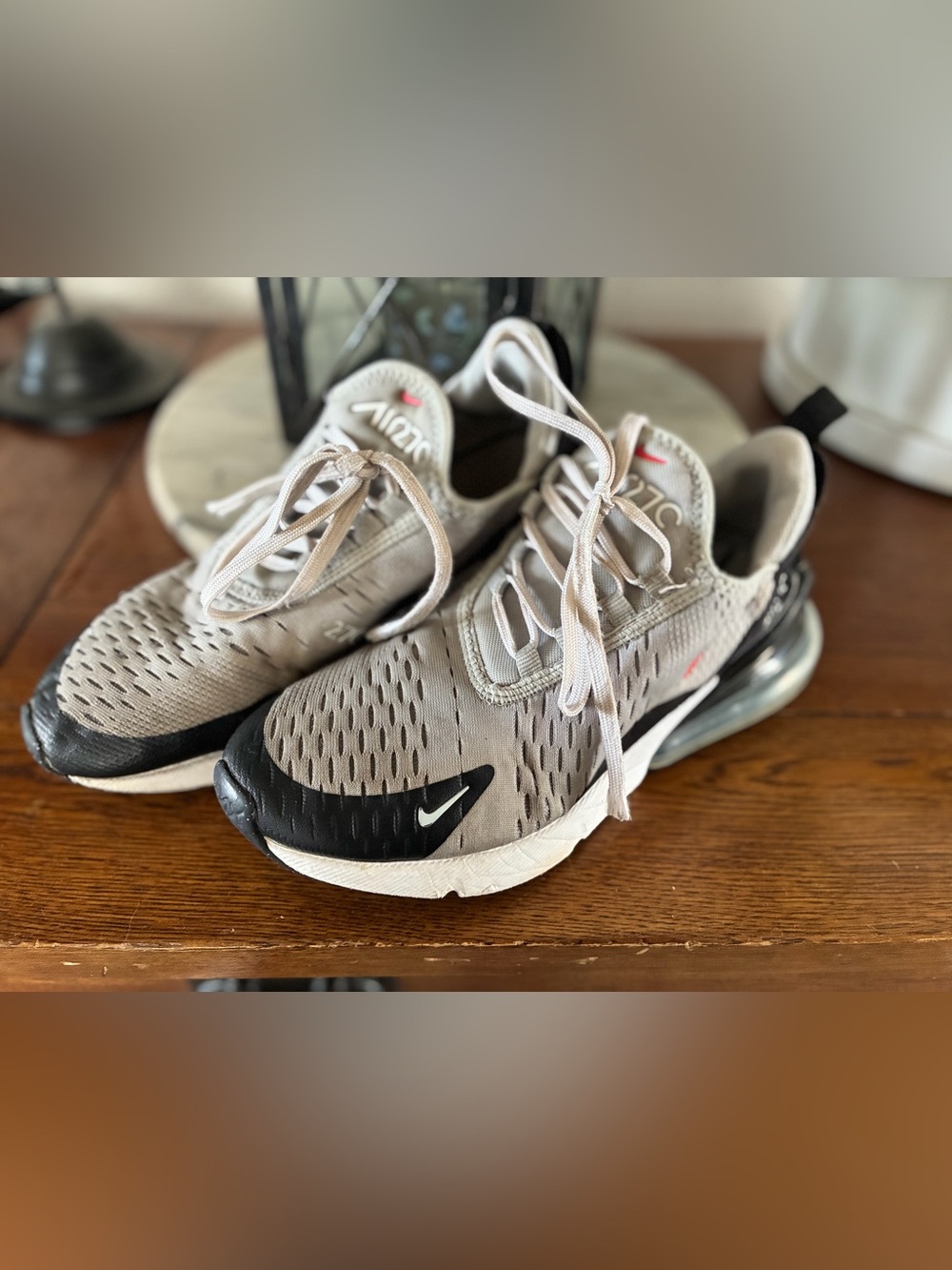 Nike Kids Light Gray and Black Air Max-Style Sneakers 270